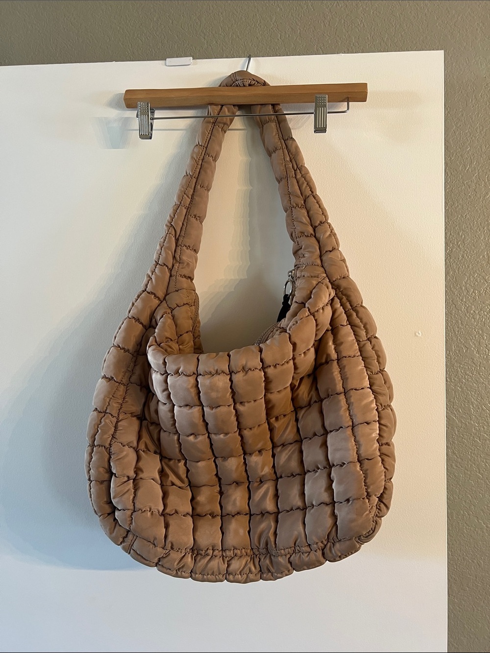 Free people movement Quilted Puffer Shoulder Bag in Tan